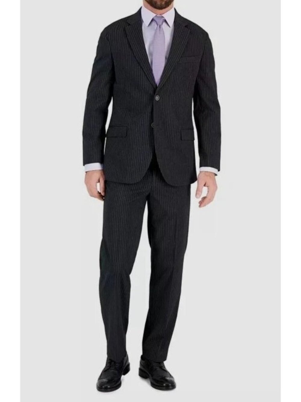 Jos. A Bank Signature Collection Men's 2-Piece Suit Wool  Black Striped e1738